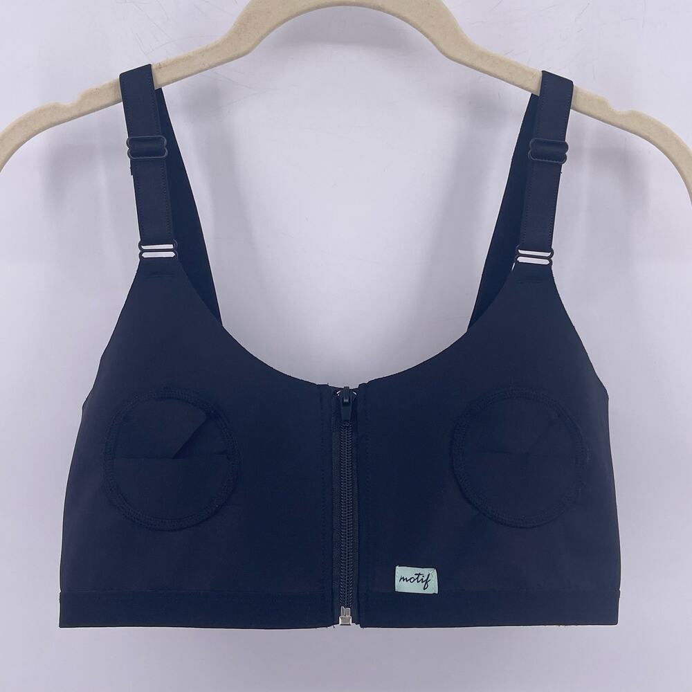 Motif Sz L Plus Black Hands Free Pumping Bra Easy Adjustable Fit Back Panel